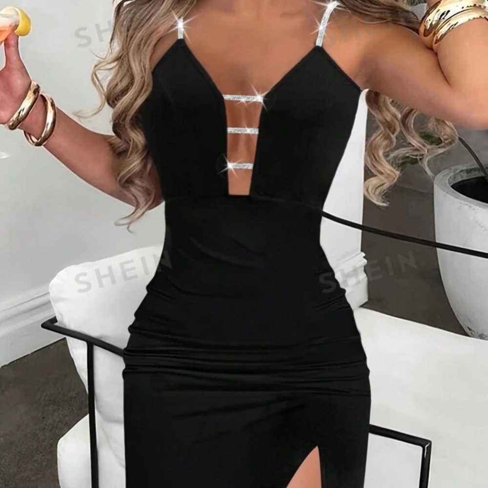 Rhinestone laced maxi dress